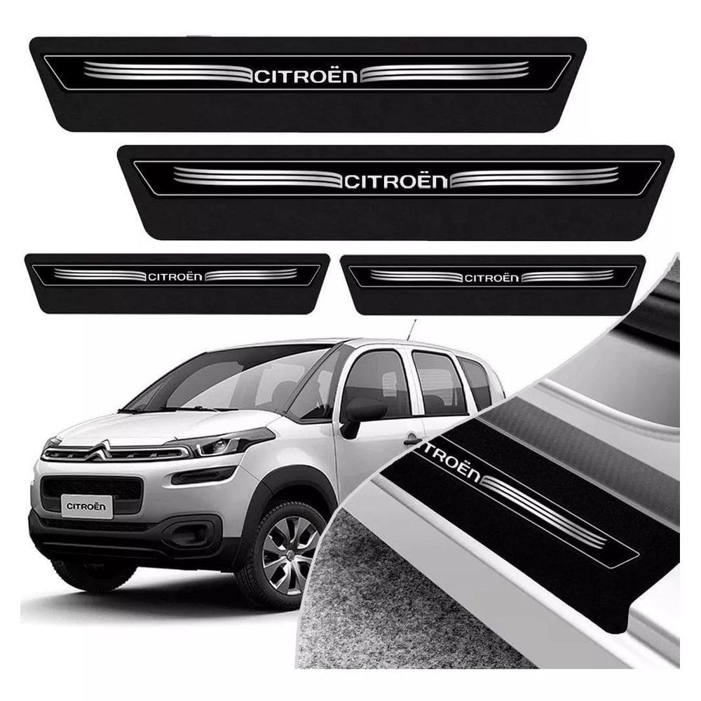 Soleira De Porta Citroen Preto Platinum 8 Peças