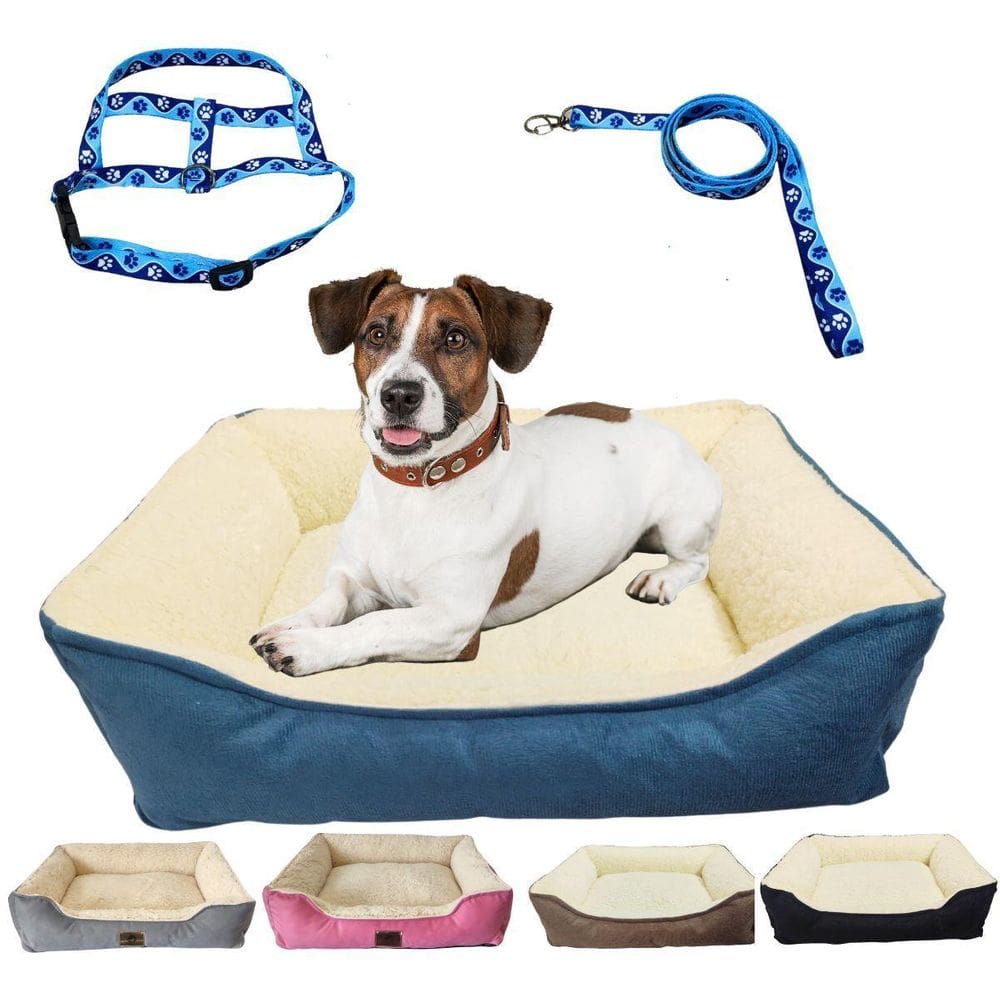 Kit Cama Peluciada Confort 50X40 Cm E Coleira Peitoral Pet