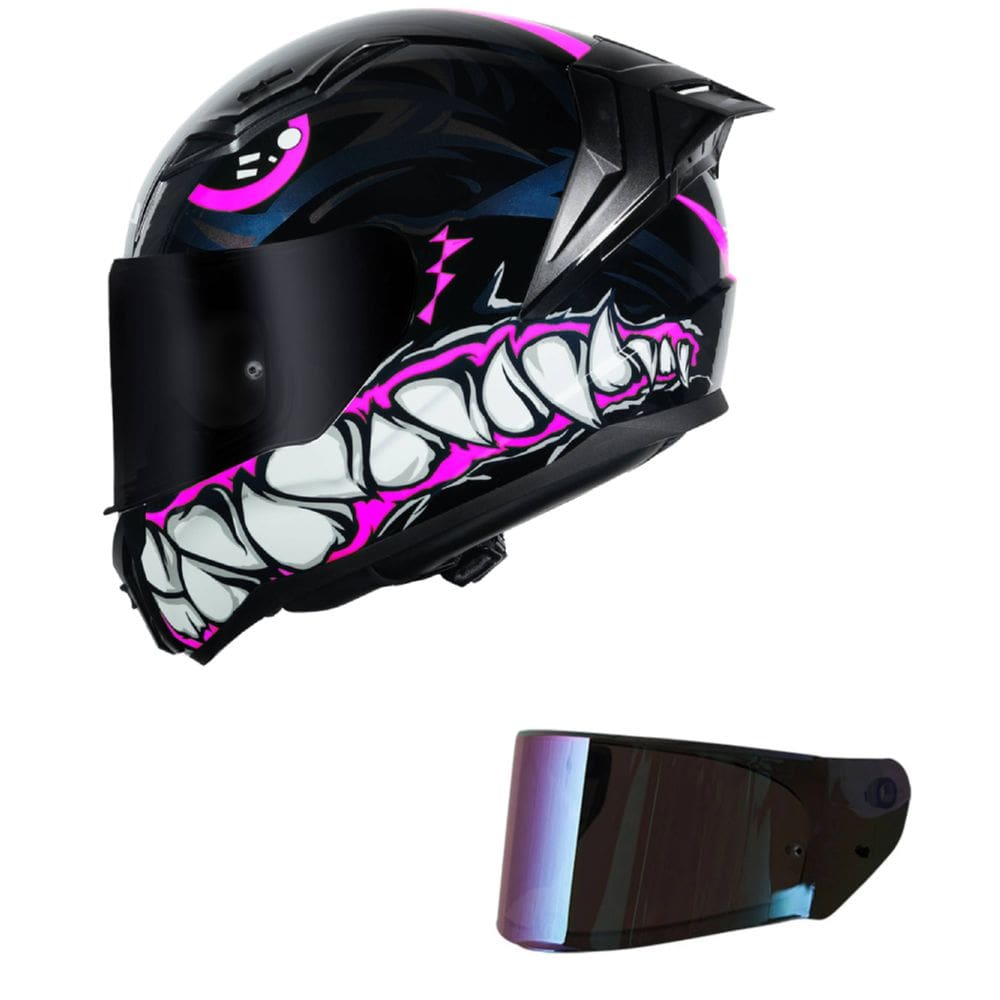 Capacete LS2 FF810 Vigo Sarbul Preto e Rosa Mais Viseira Camaleão