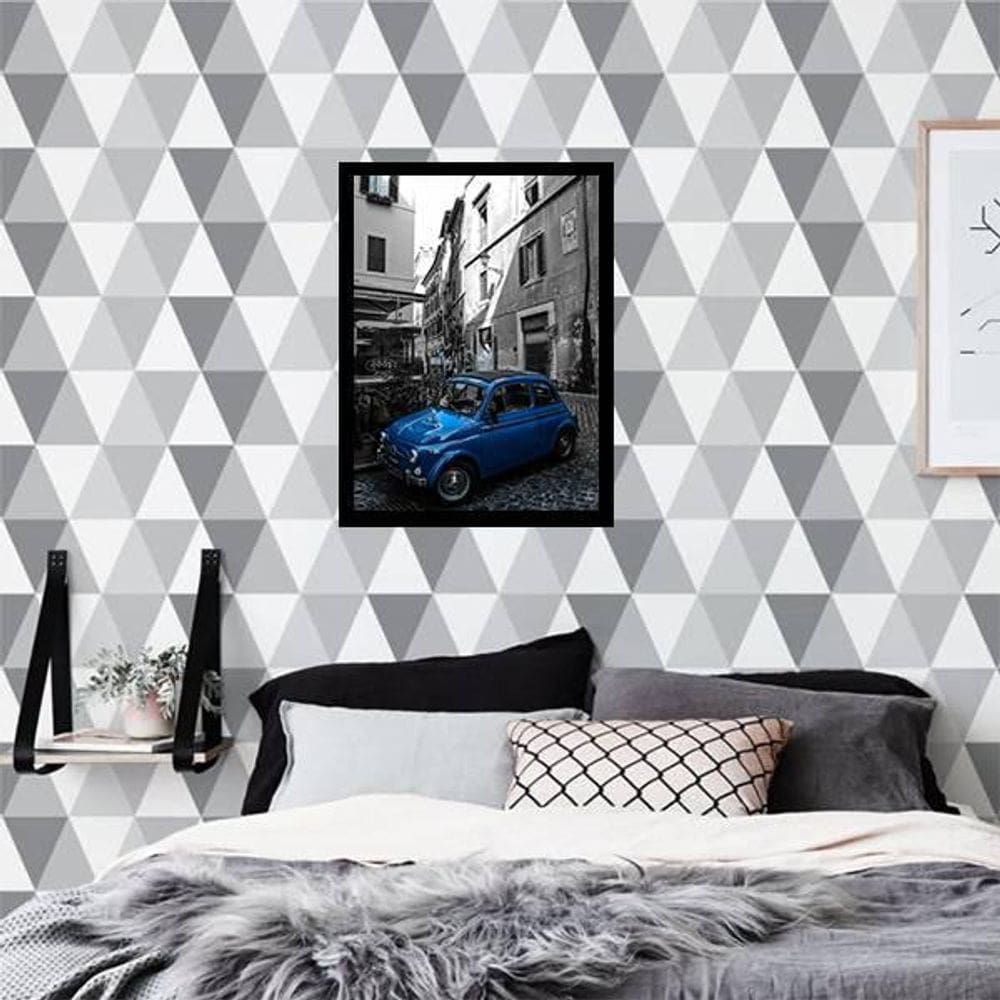 Quadro Decorativo Fotografia Carro Retrô Azul