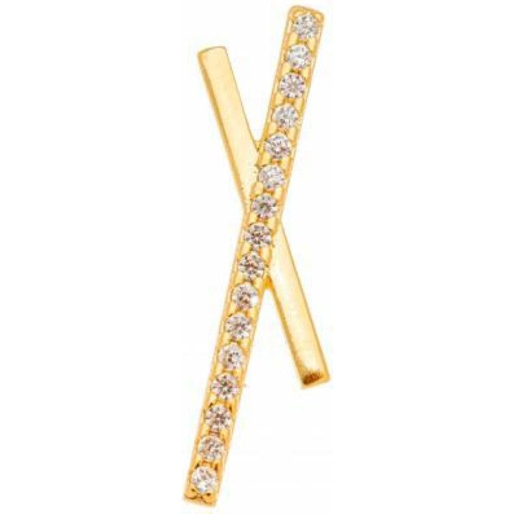 Brinco X Com Micro Zirconia Banhado Ouro 18K