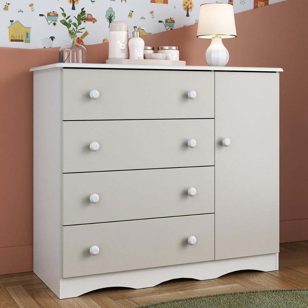 Cômoda Infantil 95cm 1 Porta e 4 Gavetas Realeza Multimóveis MP4454