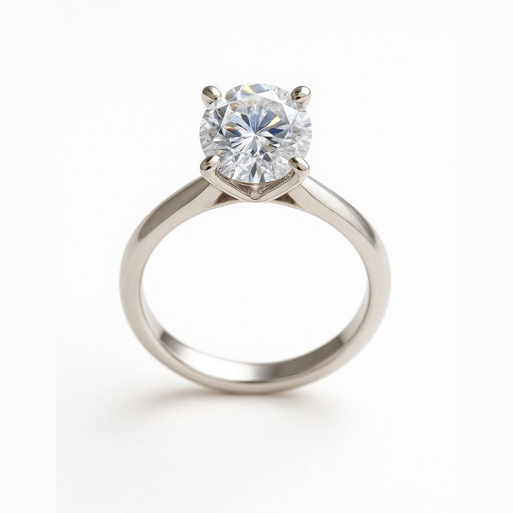 Anel Solitário Prateado Zircônia em Aço Inoxidável 360L