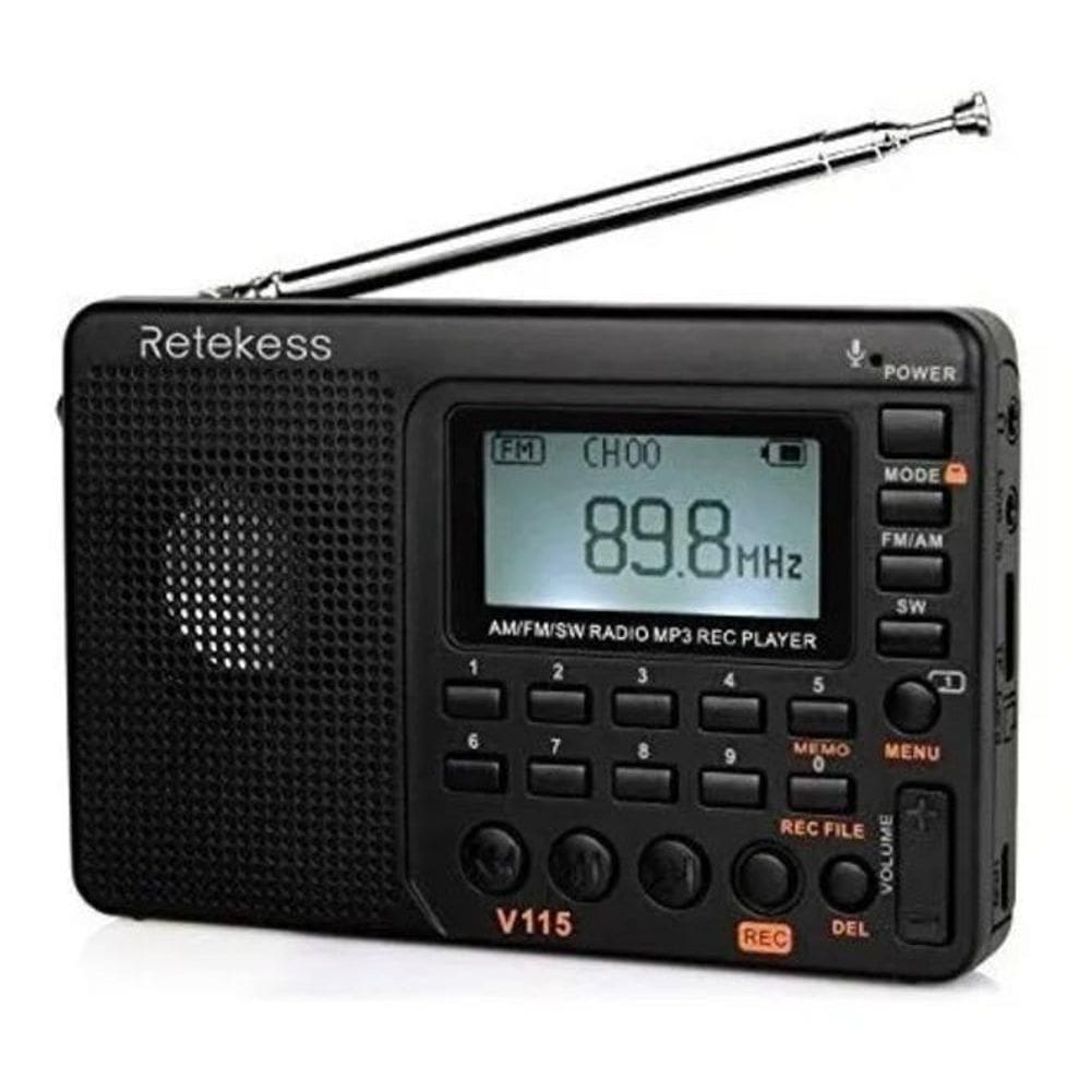 Rádio Gravador Am Fm Sw Mp3 Retekess V-115 Bat. Lithium