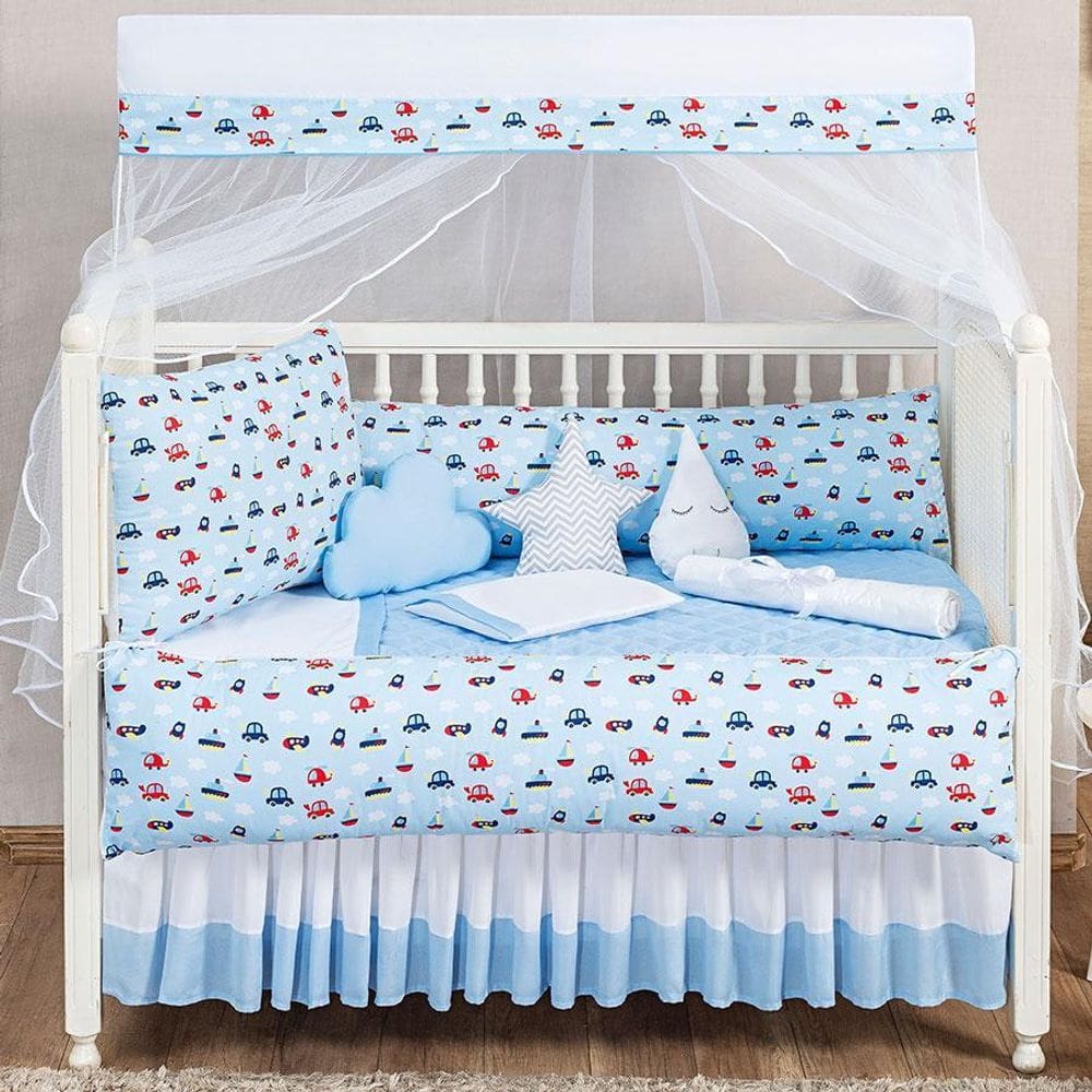 Kit Berço Masculino Ursinho 13 Peças Kit Americano Estampado