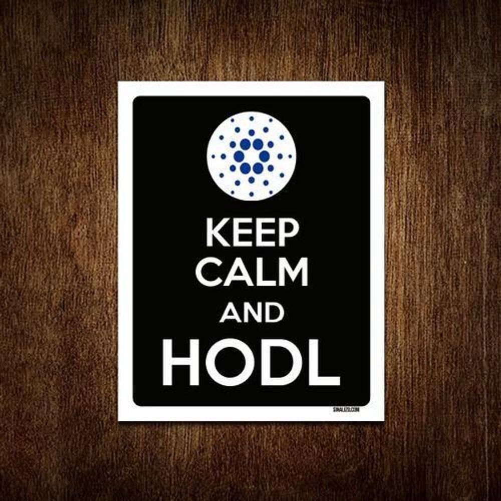 Placa Decoraçao - Keep Calm Hodl Hold Cardano Ada 36X46