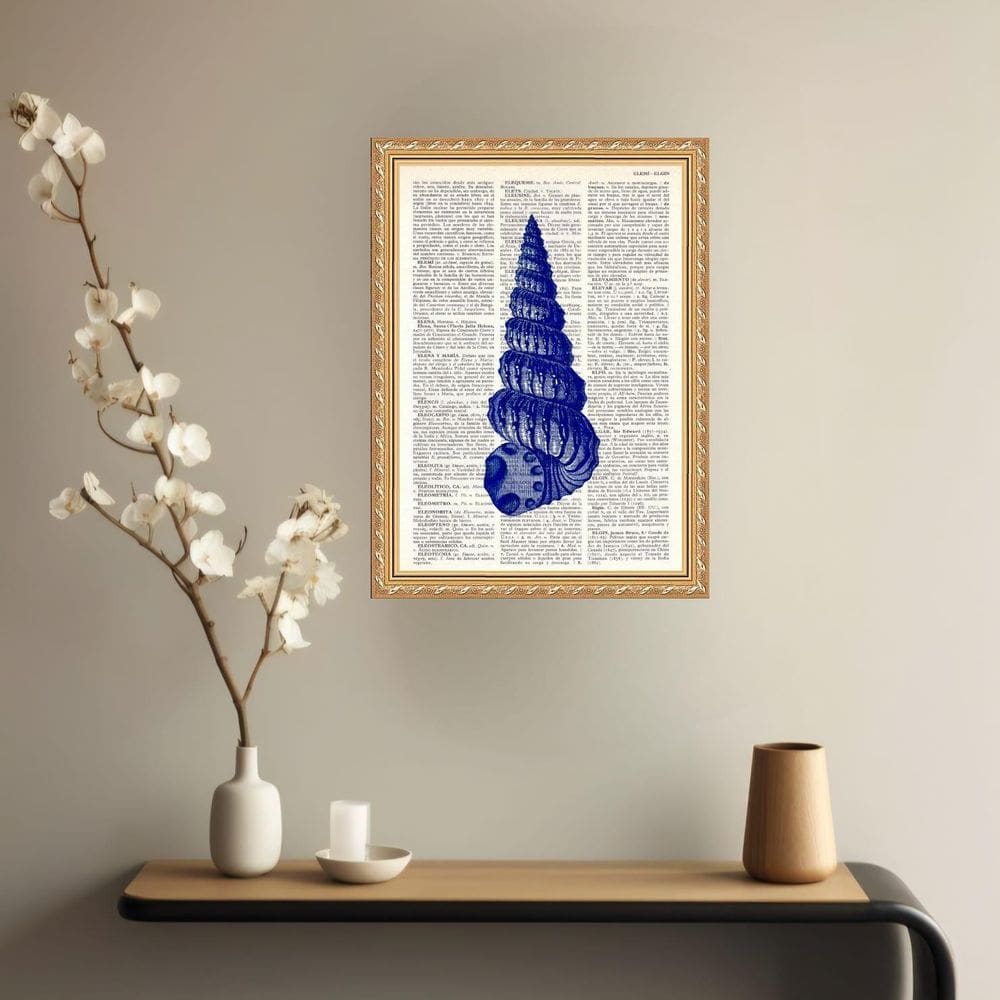 Quadro Decorativo Concha Azul Vintage 24X18Cm