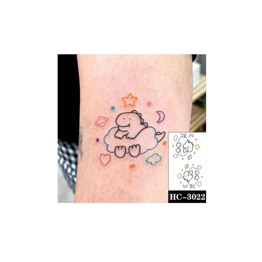 Tatuagem Temporária Infantil Dinossauro Nuvem