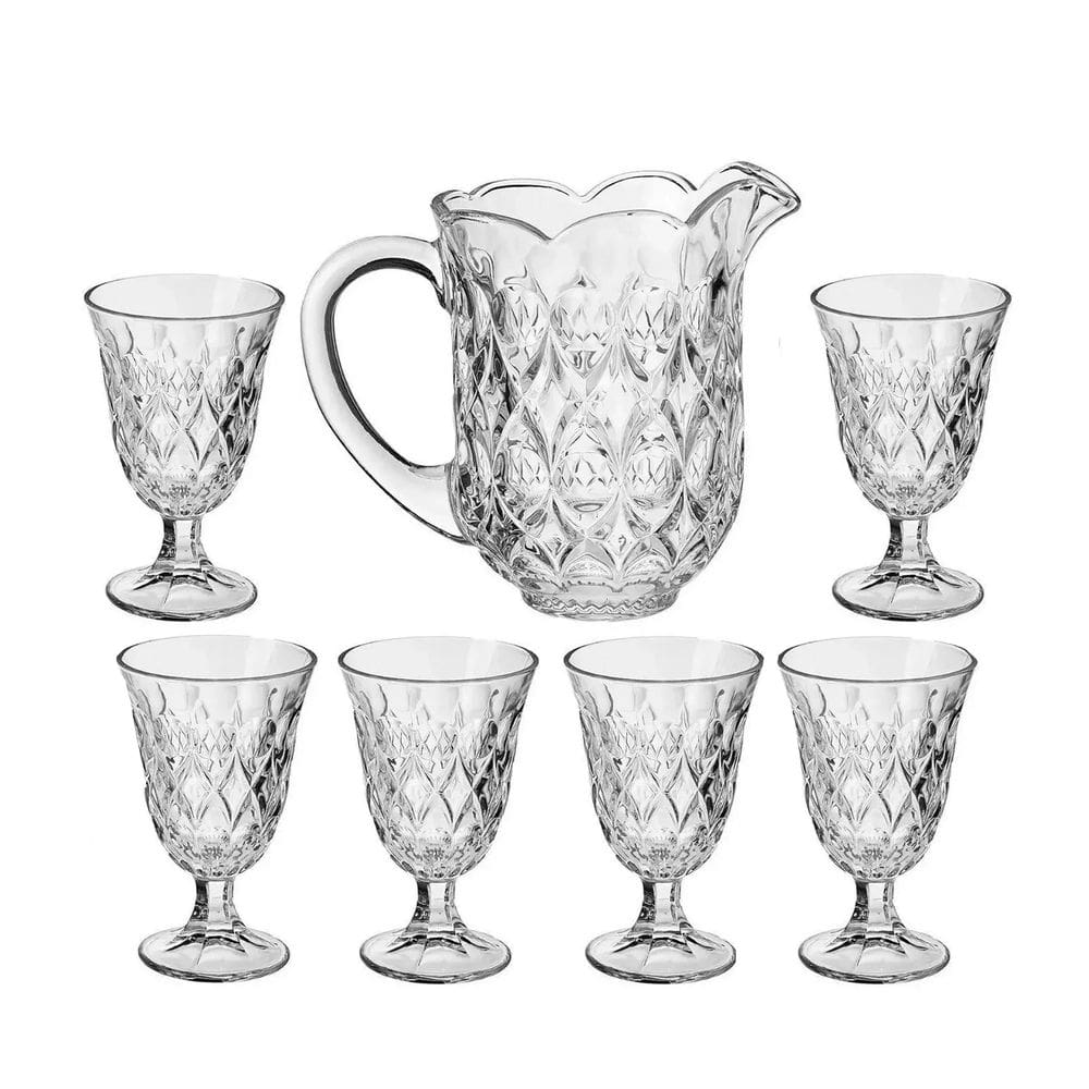 Conjunto Jarra com 6 Taças de Cristal Lile - 7 Peças - Lyor