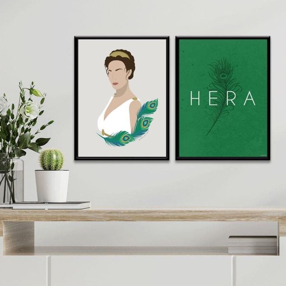 Kit 2 Quadros Deusa Grega Hera- Deusa Das Mulheres 33X24Cm