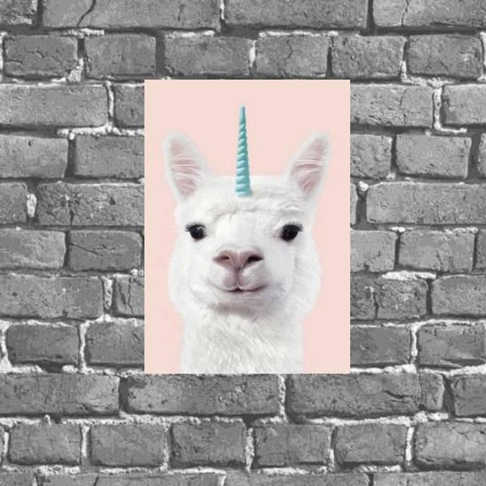 Placa Decorativa Lhama Unicórnio 18X27Cm