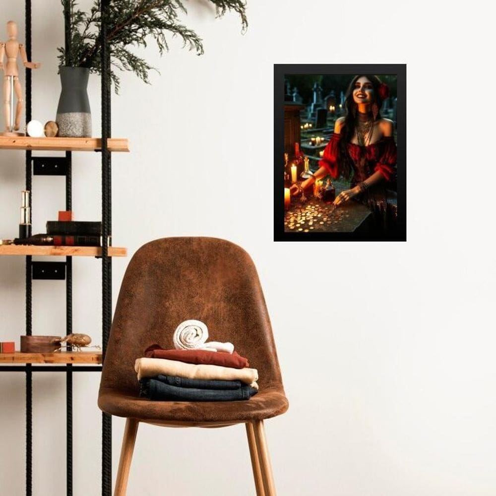 Quadro Gravura Pomba Gira Cigana - Ritual 45X34Cm - Vidro