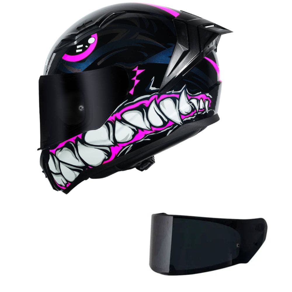 Capacete LS2 FF810 Vigo Sarbul Preto e Rosa Mais Viseira Fumê