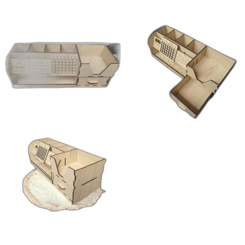 Organizadora De Mesa Porta Treco Joias Com Calendario Em Mdf