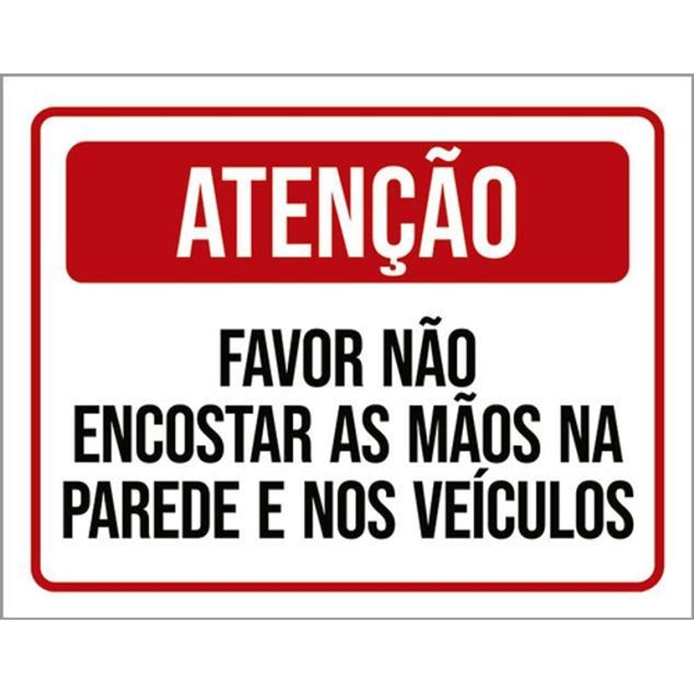 Kit 5 Placas Atenção Favor Não Encostar Mãos Parede