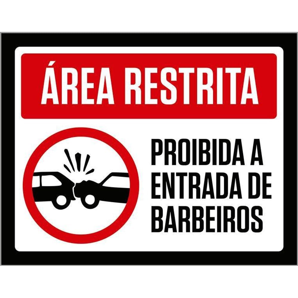 Placa Decorativa De Carro - Proibida Entrada Barbeiros 36X46