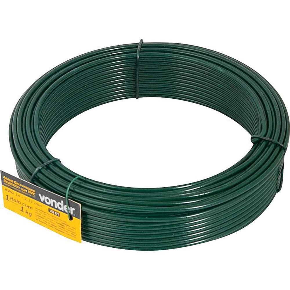 Arame revestido com PVC verde BWG 14 VONDER 1 kg