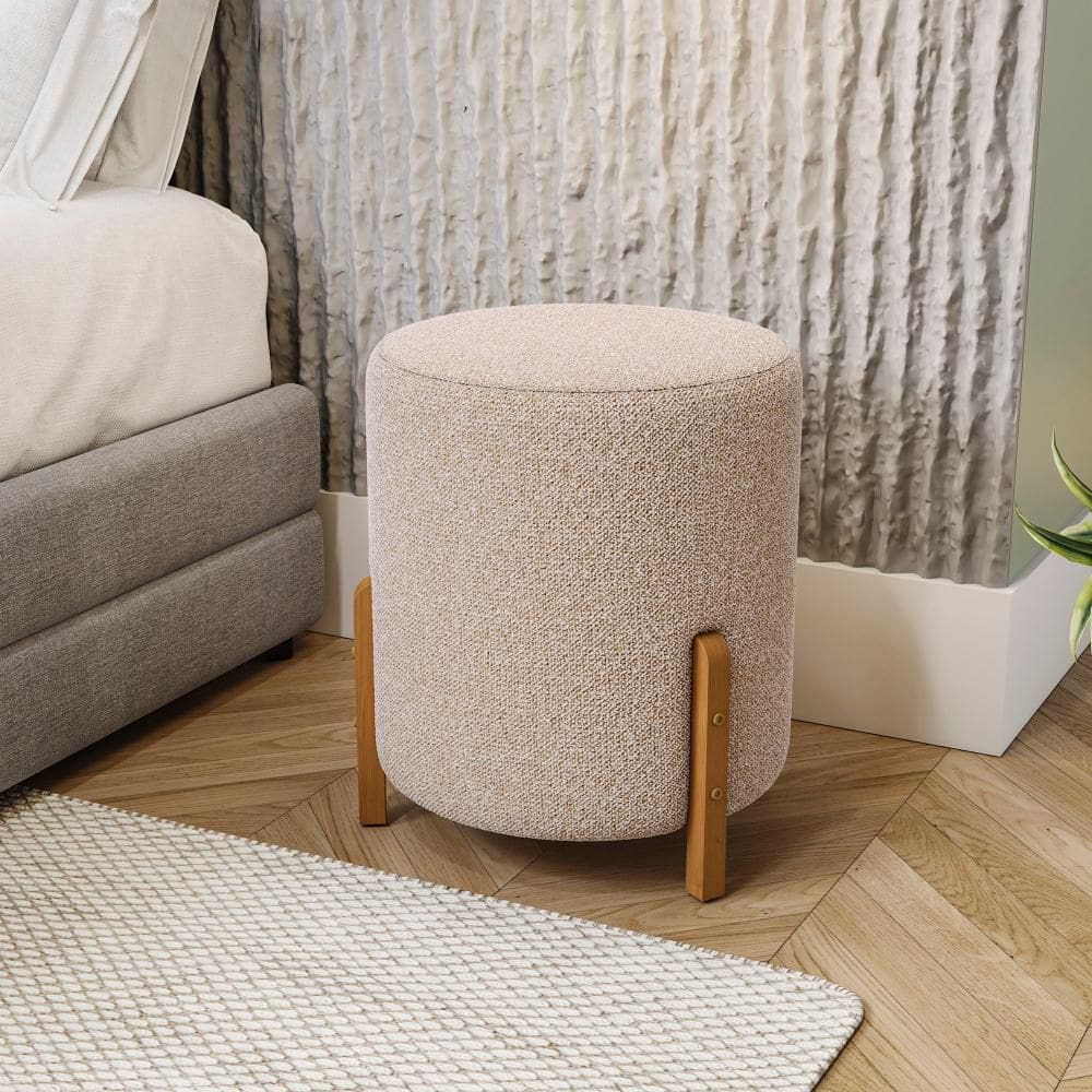 Puff Ravi Kappesberg Linho Mesclado Areia