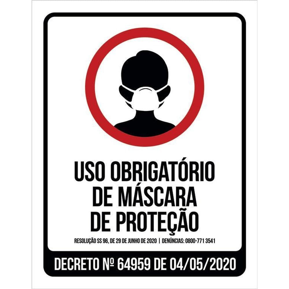 Placa Uso Obrigatório De Máscara De Proteção 36X46