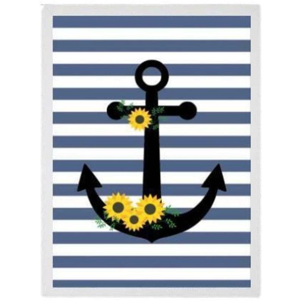 Quadro Decorativo Âncora Girassol 45X34 C/Vidro - Branca