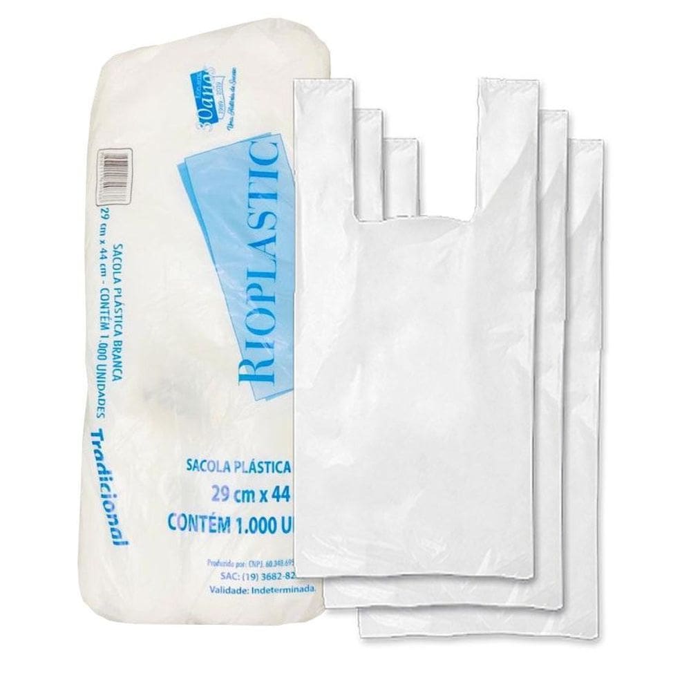 Sacola Plástica Pequena Branca 30X45Cm - Rioplastic C/1000