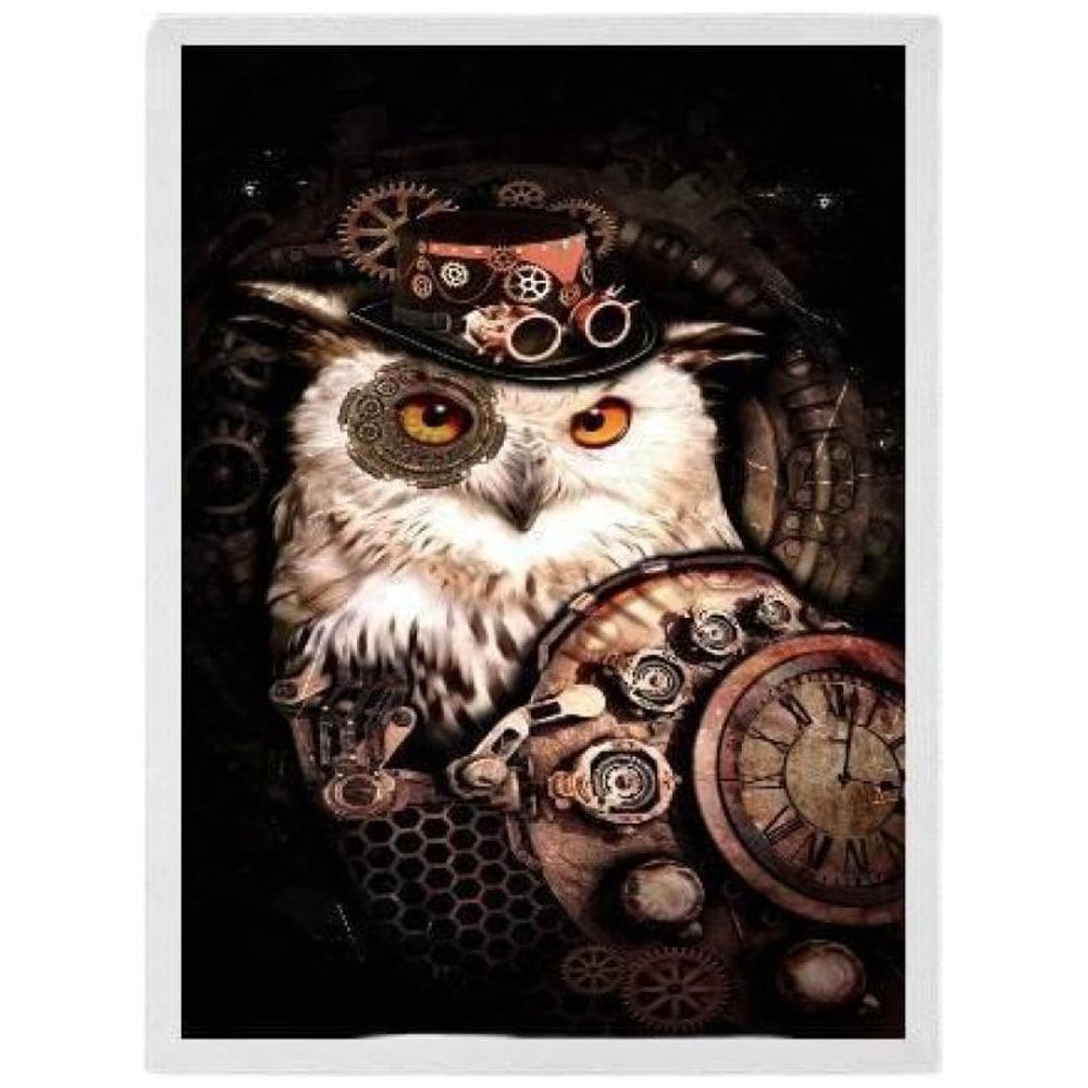 Quadro Decorativo Coruja Pirata Moldura Branca 24X18Cm