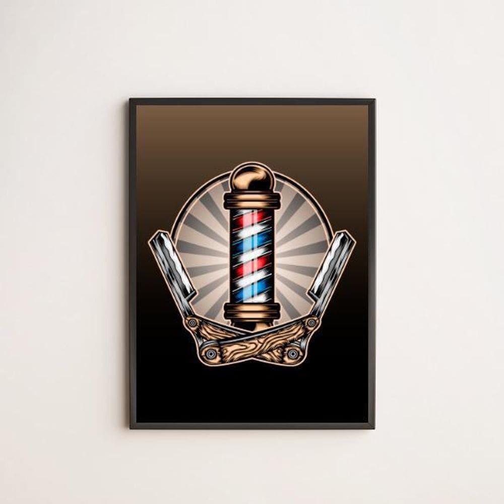 Quadro Decorativo Símbolo Barber Shop 24X18Cm