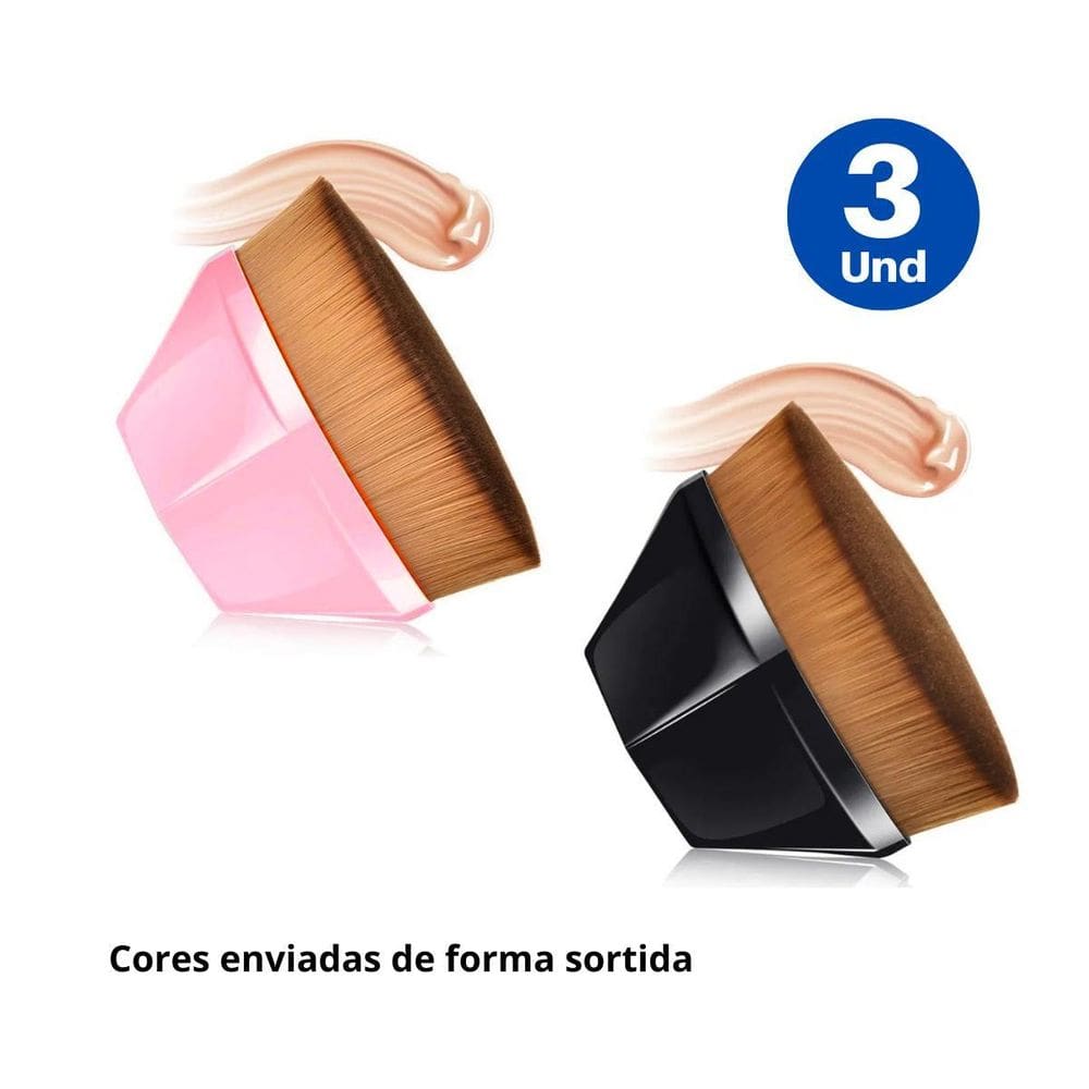 Kit 3 Pincel Mágico Hexagonal Maquiagem Tiktok Flawless