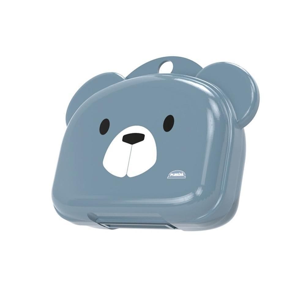 Saboneteira Pia Plastico   Menino   Urso Azul Tampa 11X9X3,5