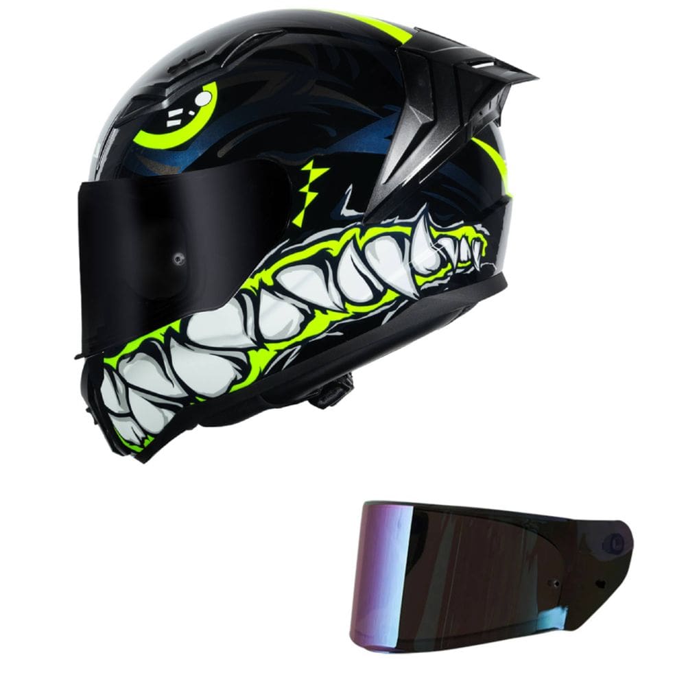 Capacete LS2 FF810 Vigo Sarbul Preto Azul e Amarelo Mais Viseira Camaleão