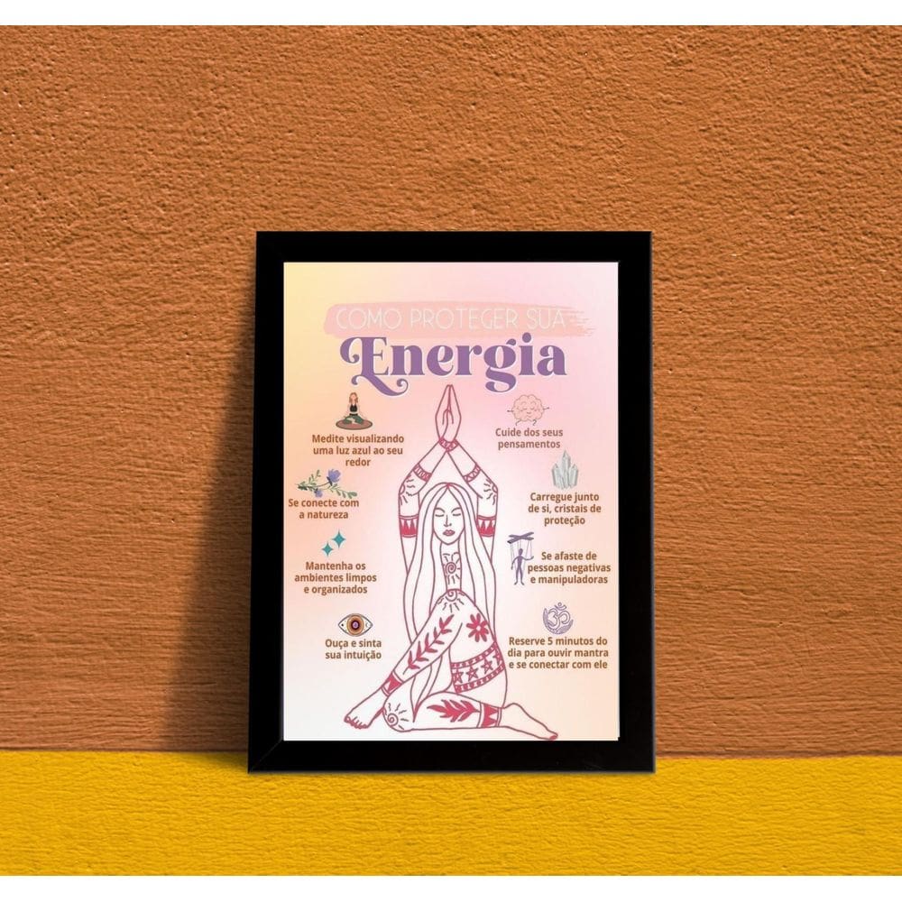 Quadro Decorativo Energia 33x24cm Vidro - Madeira Preta