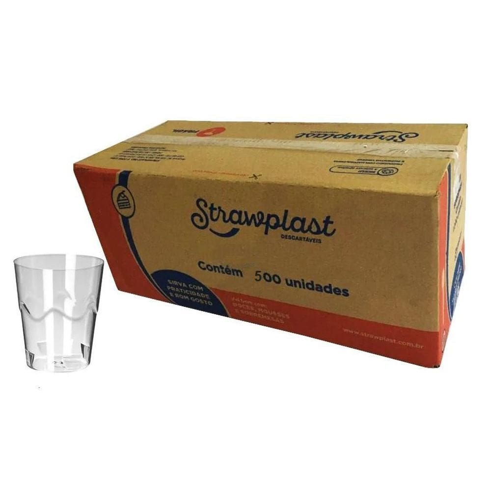 500 Mini Copo Doce 25Ml Cristal Transparente - Straw  1Cx