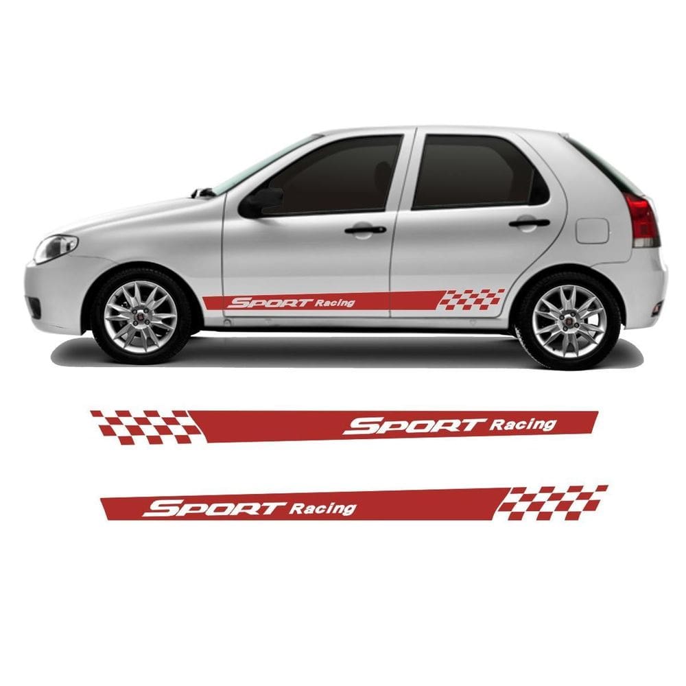 Adesivo Sport Racing Palio 4 Portas Hatch Faixa Lateral