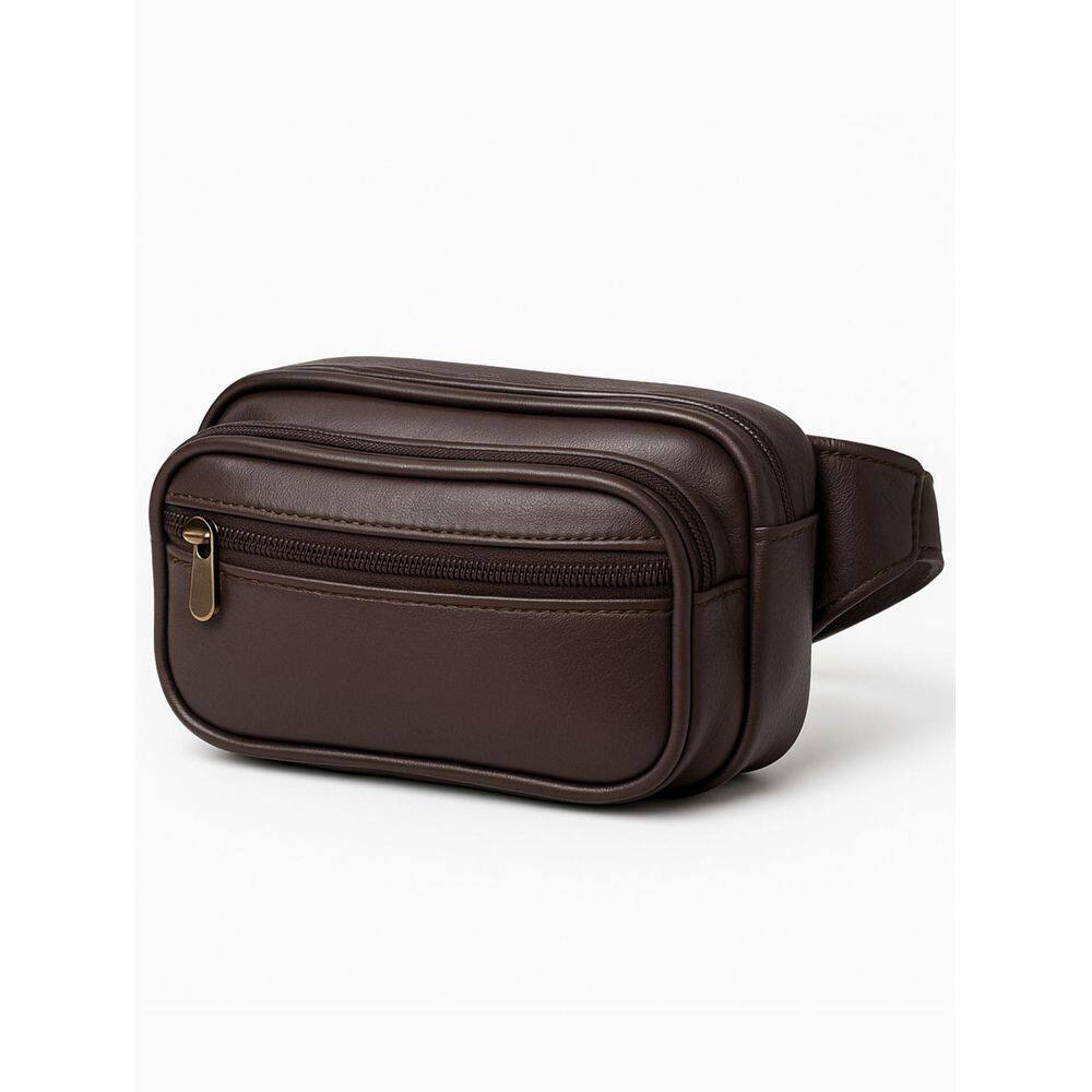 Pochete Masculina 3 Compartimentos Abc Bags 6110 - Marrom