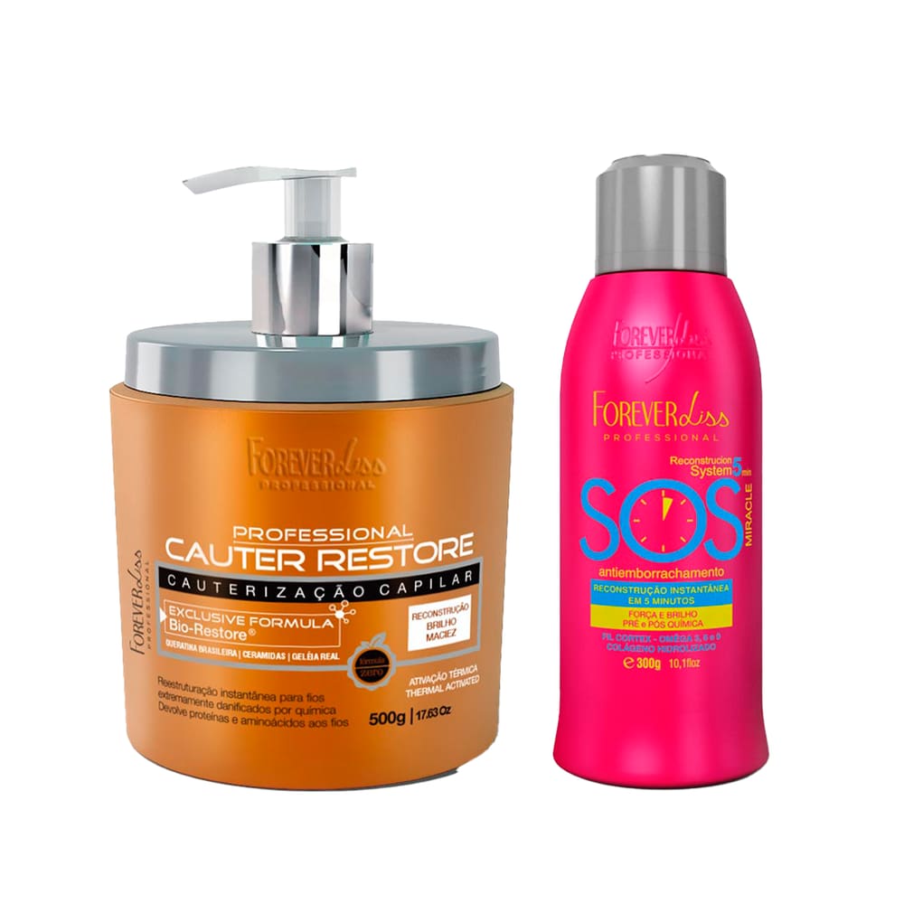 Kit Reconstrução Cauter Restore e SOS 300ml Forever Liss