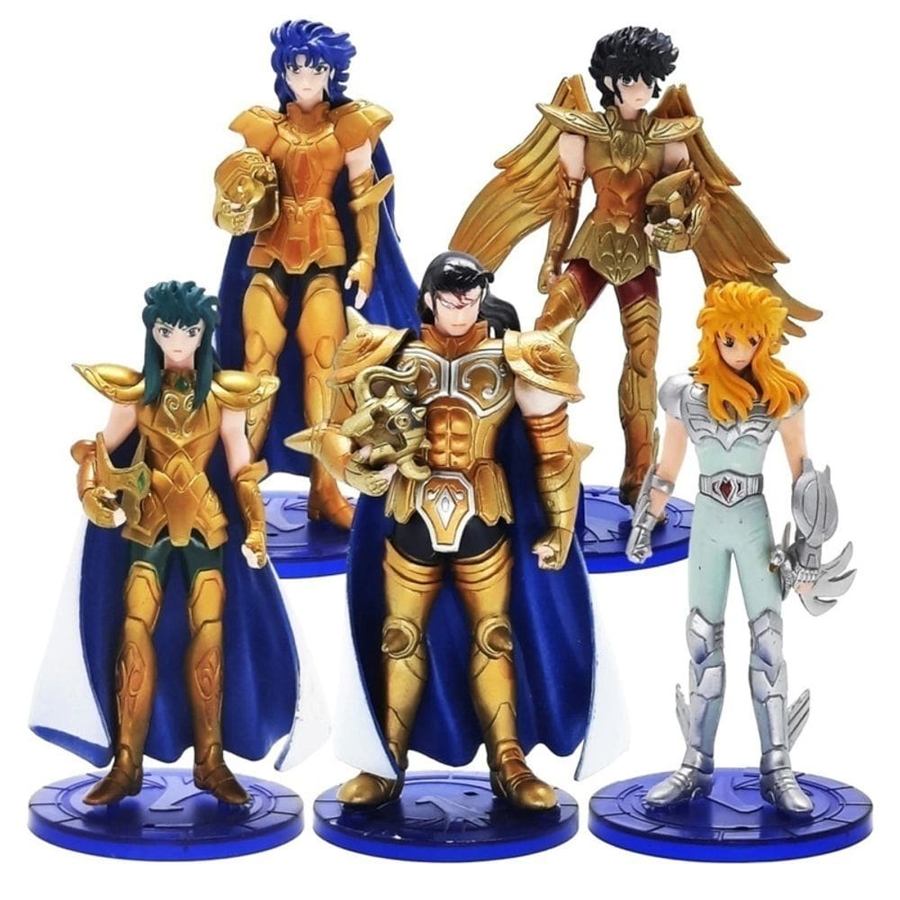 Kit 5 Bonecos Cavaleiros Do Zodiaco Armadura Action Figure