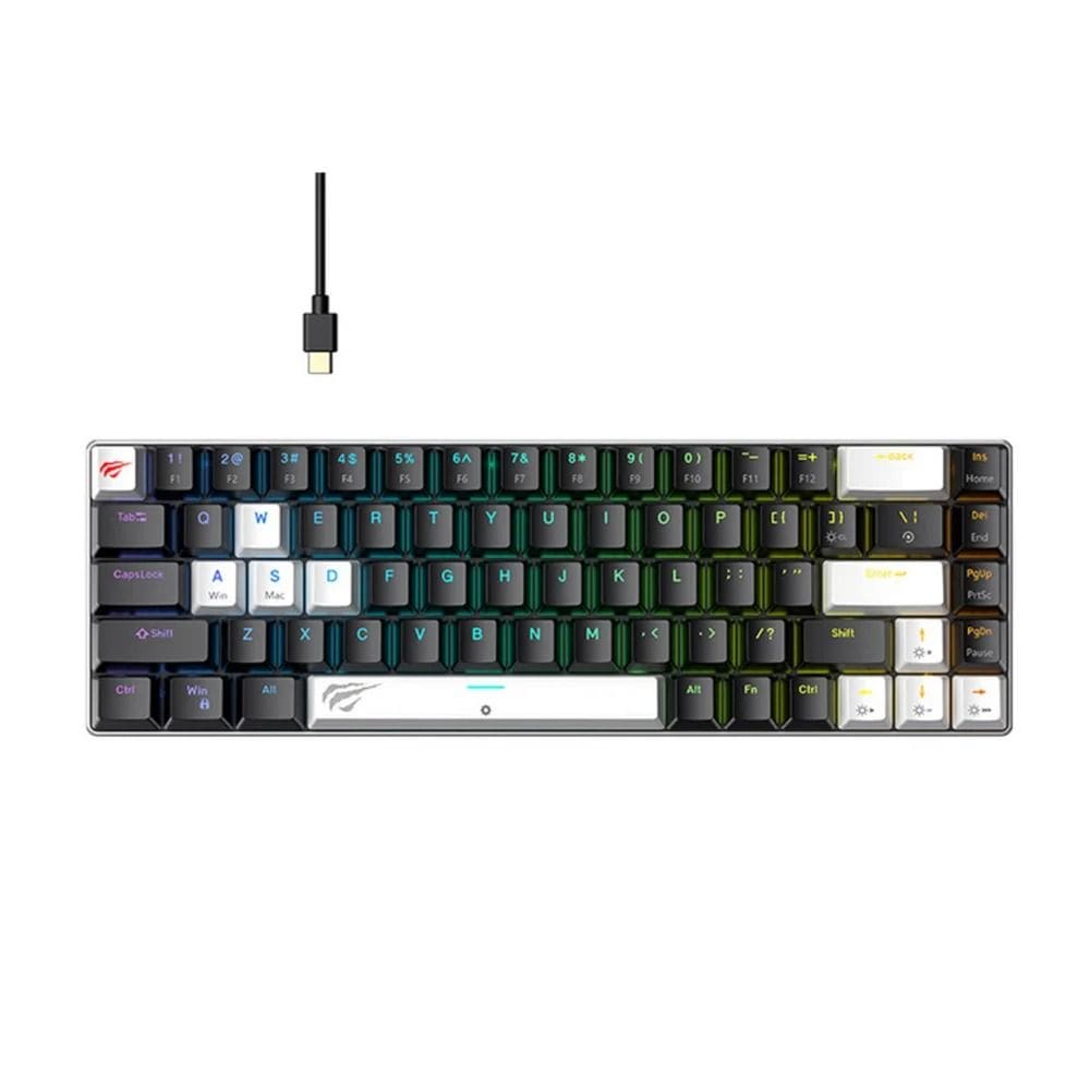 Teclado Gamer Magnético Havit KB900L, RGB, Preto/Branco
