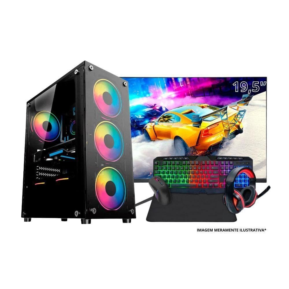 Pc Gamer Computador Completo Intel Core I7 16gb Ssd 512gb Kit Gamer Headset Monitor 19,5`` Windows