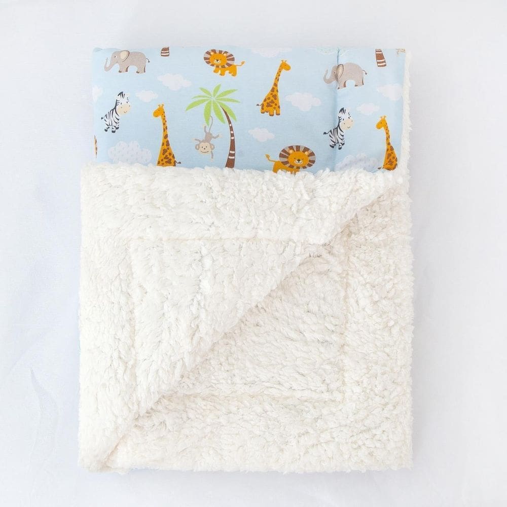 Manta De Sherpa Para Bebê Lã Carneiro Safari Azul
