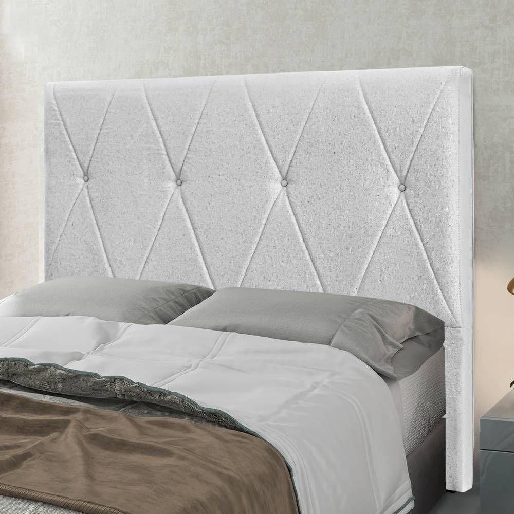 Cabeceira Casal Queen 1,60m Estofada Em Tecido Linho Ancona - Lucadi Rústico Grígio