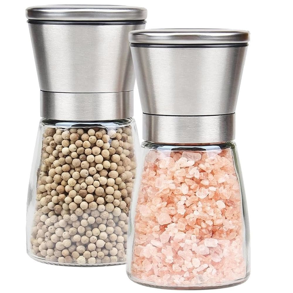 Kit 2 Moedores de Pimenta Sal Temperos com Tampa de Aço Inox 14cm