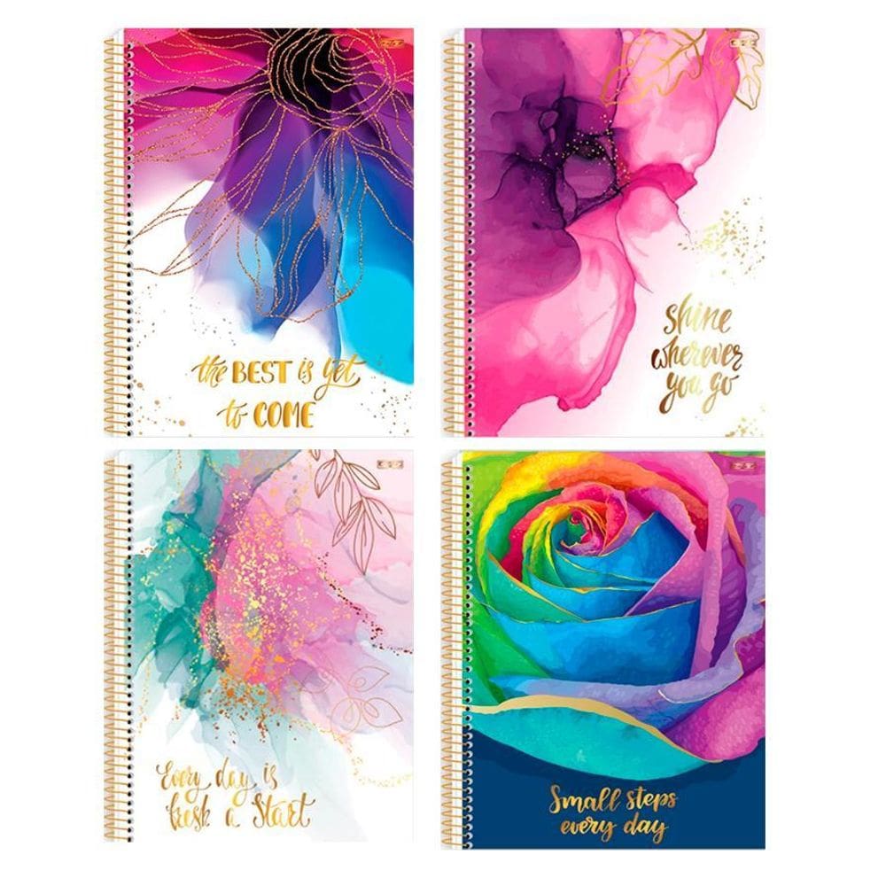 Caderno Unv Espiral Capa Dura Mulher Flores 160F 10Mat