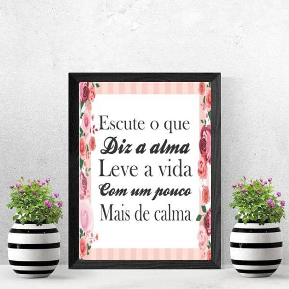 Quadro Leve A Vida Com Mais Calma 24X18Cm Moldura Preta
