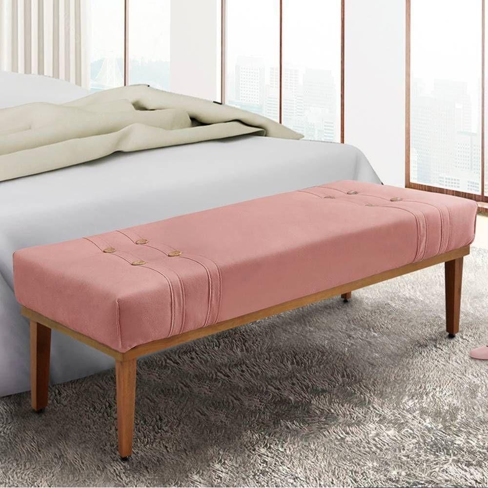 Recamier 1,60m Com Base De Madeira Maciça Em Tecido Veludo Gênova - Lucadi Rosa