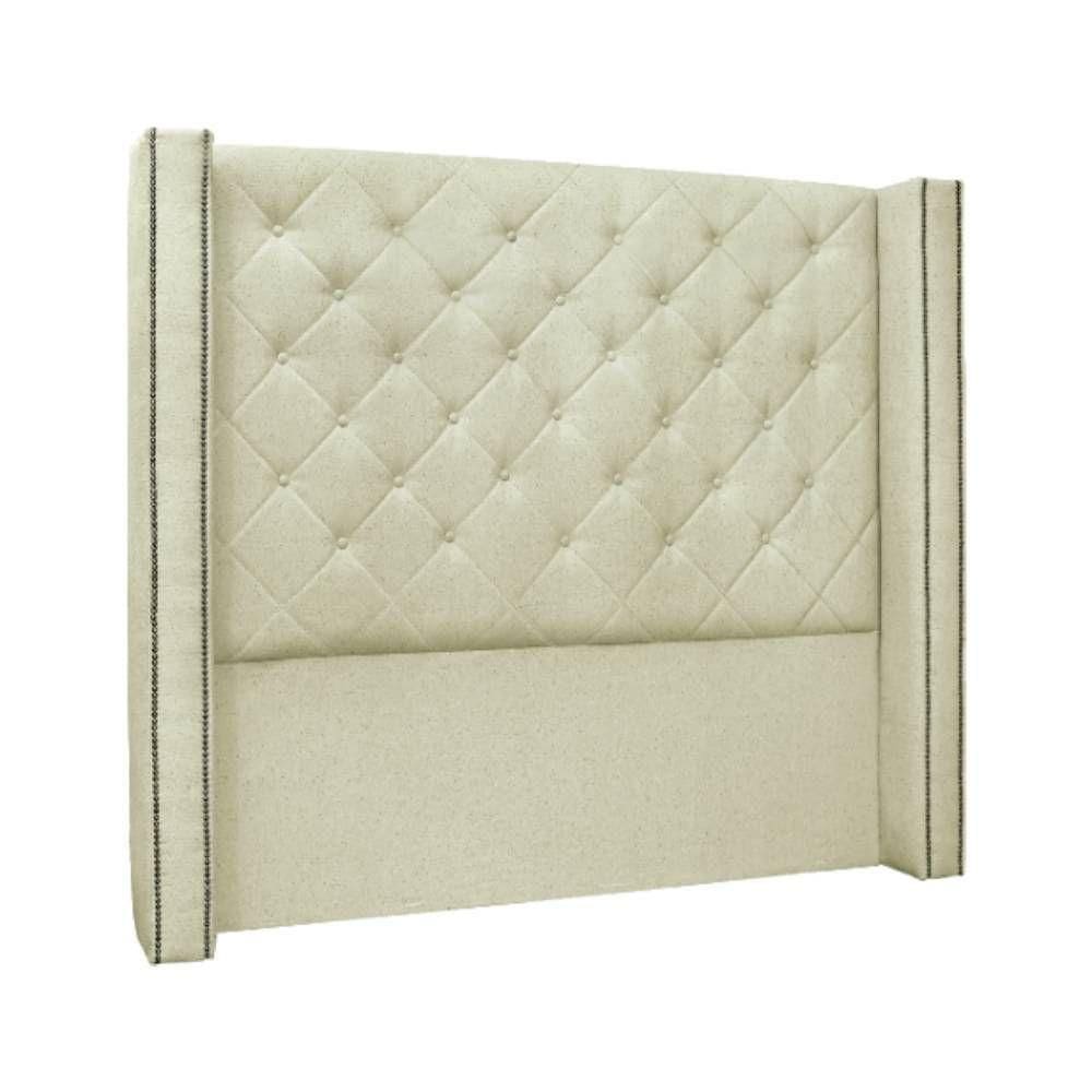 Cabeceira Solteiro 0,90m Com Matelassê E Tachas Em Tecido Linho Imperial – Lucadi Rústico Natural