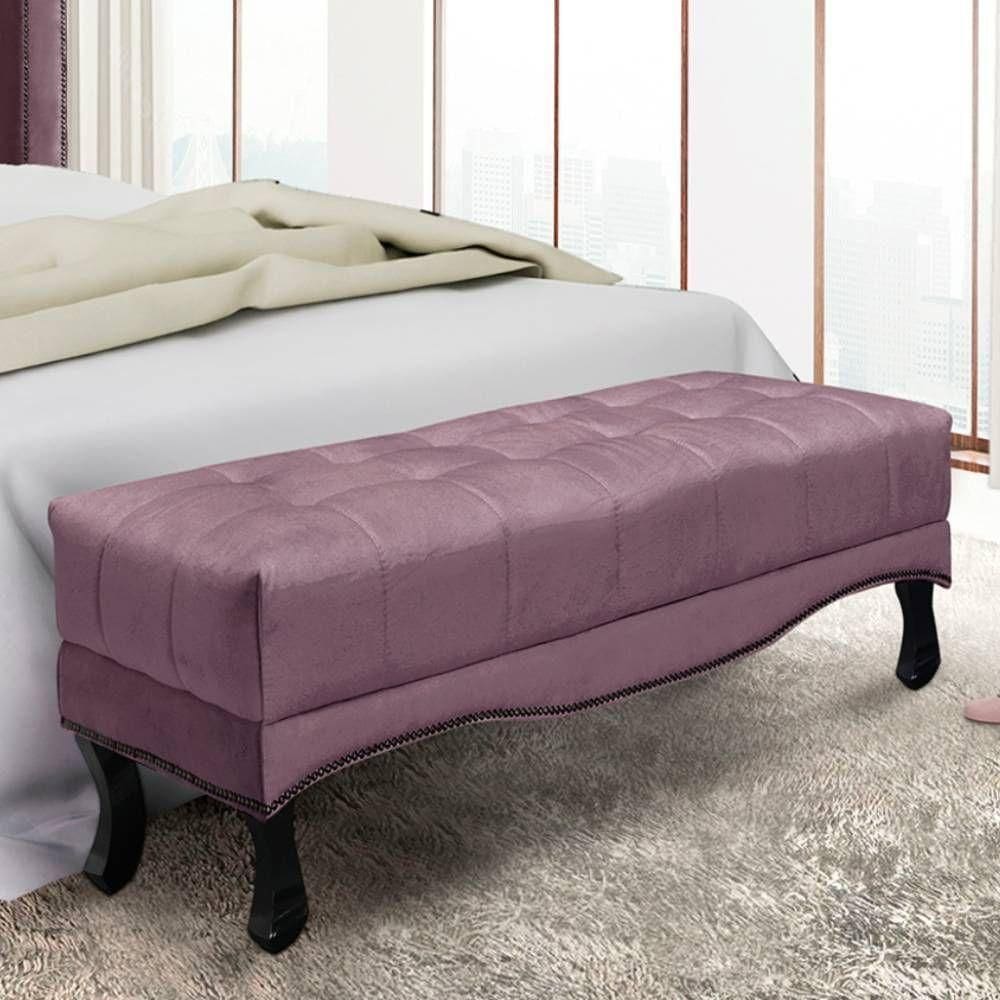 Recamier 1,60m Com Pés Luis Xv E Capitonê Em Tecido Veludo Vicenza - Lucadi Uva