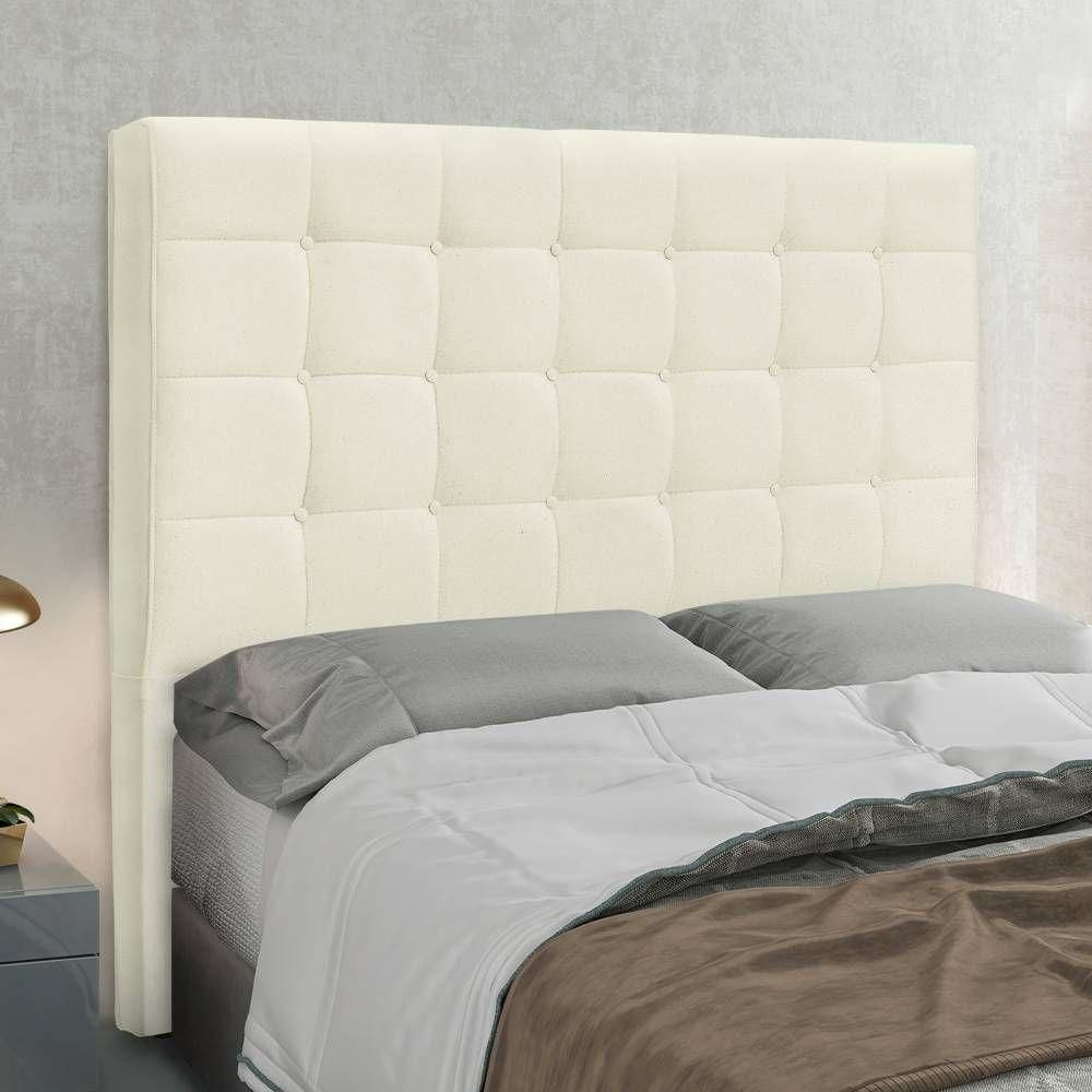 Cabeceira Casal Queen Estofada Com Costura Bordada Em Tecido Linho Sonhare Lucadi Rústico Natural