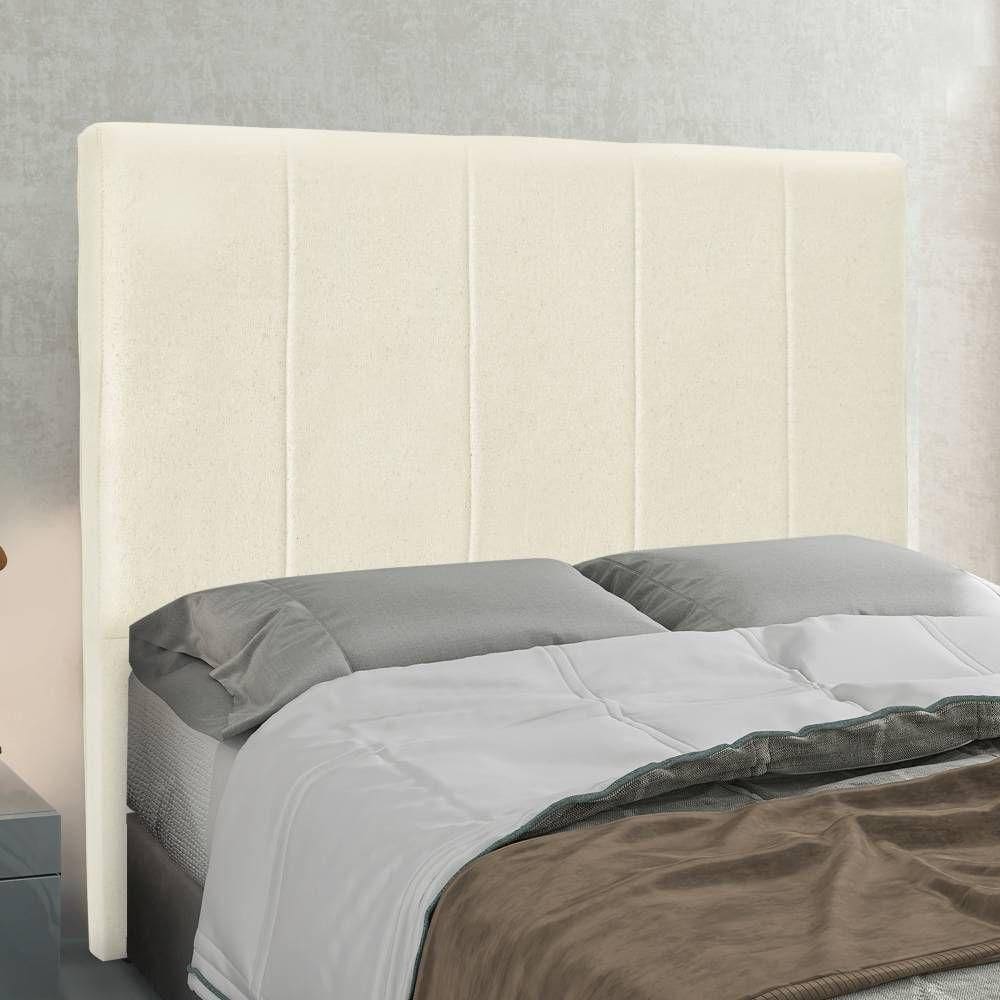 Cabeceira Casal 1,40m Com Design Vertical Bordado Em Tecido Linho Cristal – Lucadi Rústico Natural