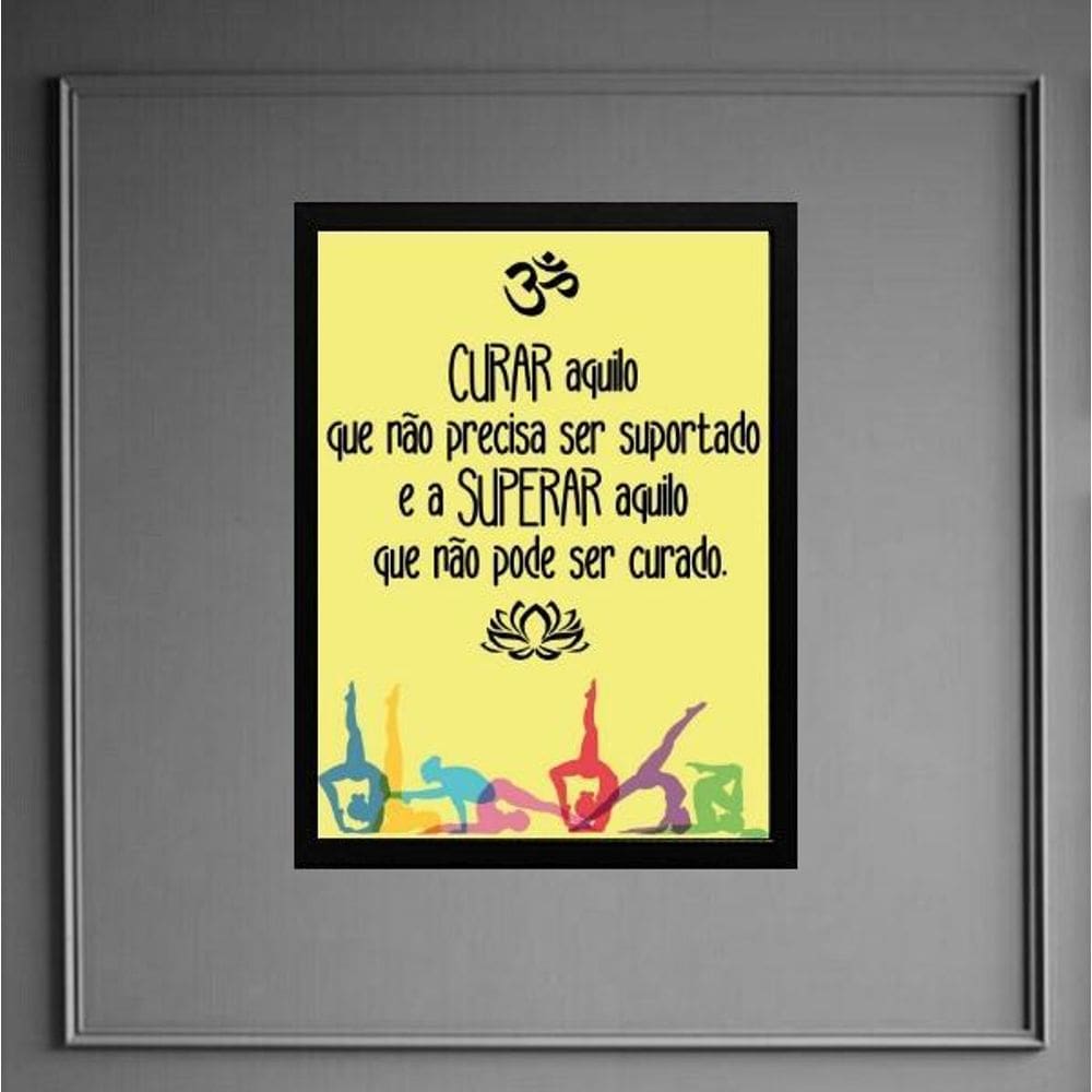 Quadro Frase Yoga - Curar E Superar 33X24Cm