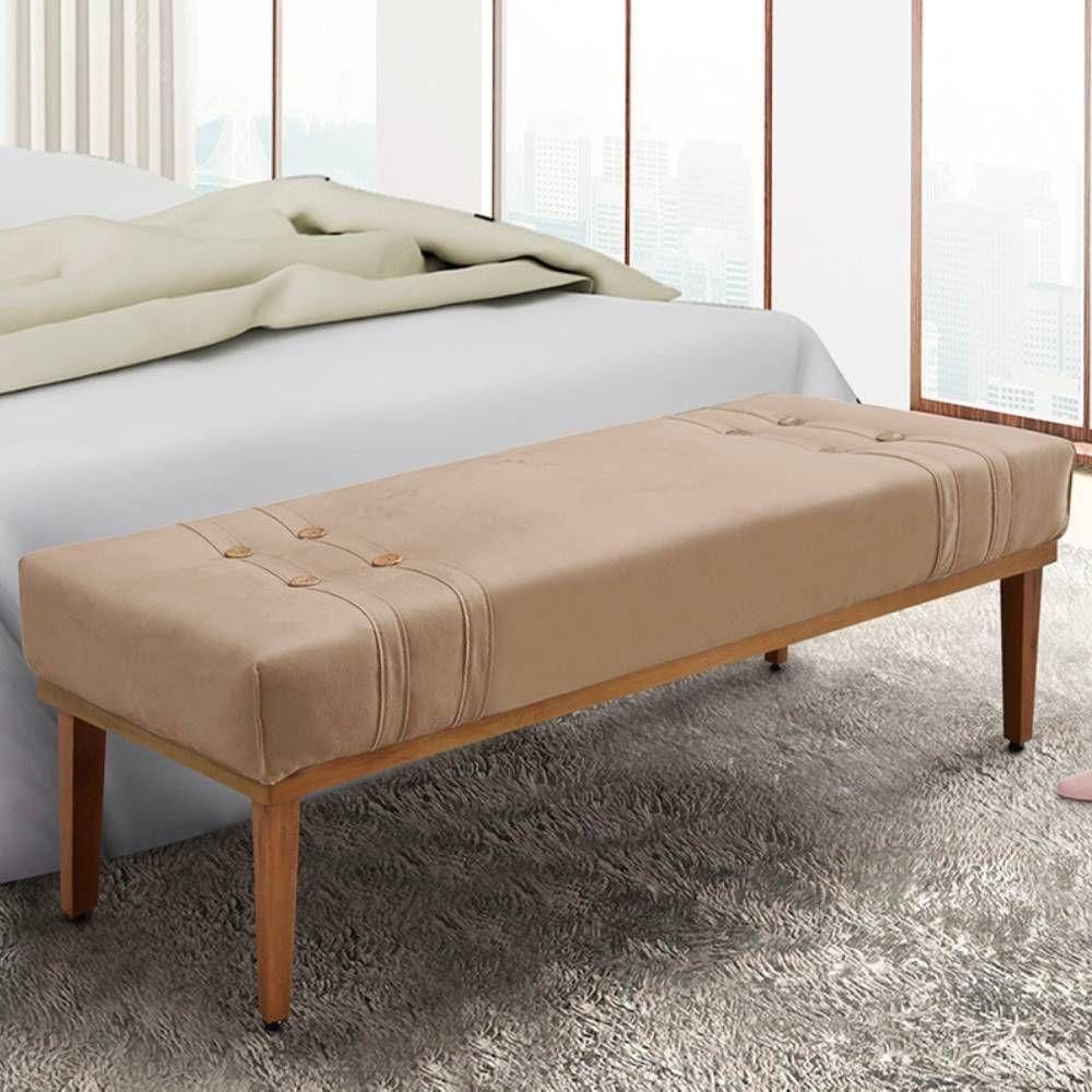 Recamier 1,60m Com Base De Madeira Maciça Em Tecido Suede Gênova - Lucadi bege